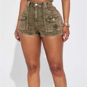 Up For The Challenge Cargo Denim Shorts